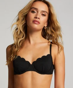 Nicht vorgeformtes Bügel-Bikini-Top Scallop - Schwarz