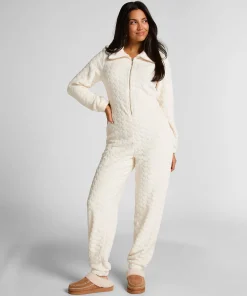 Onesie Cable mit Reißverschluss - Weiß