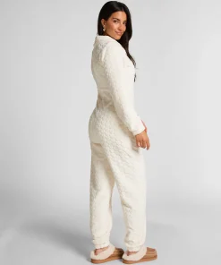 Onesie Cable mit Reißverschluss - Weiß