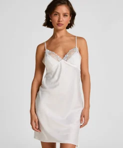 Peonie Slipdress Satin - Weiß