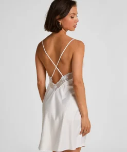Peonie Slipdress Satin - Weiß
