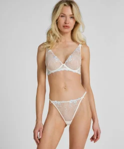Peonie String mit hohem Beinausschnitt - Weiß
