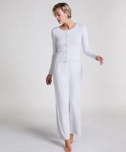 Pointelle Pyjamahose - Grau