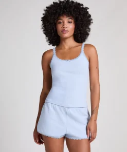 Pointelle-Shorts - Blau