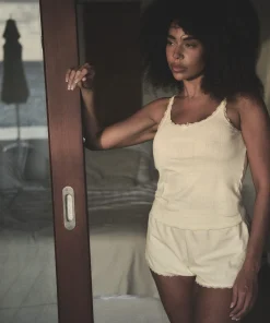 Pointelle-Shorts - Gelb