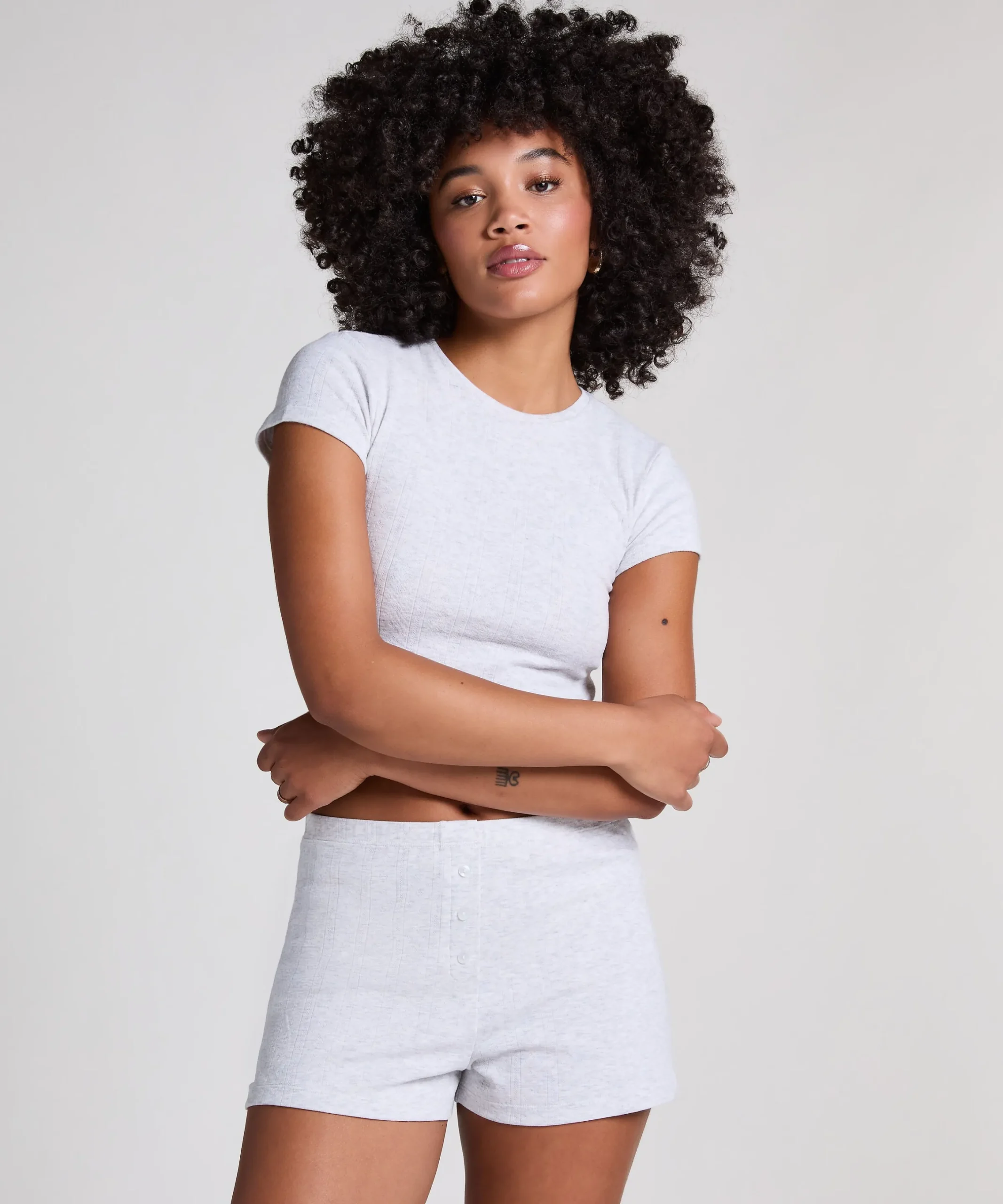 Pointelle-Shorts - Grau