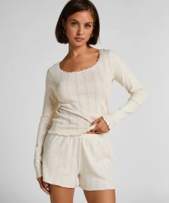 Pointelle-Shorts - Weiß