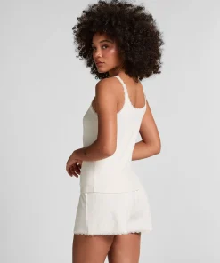 Pointelle-Shorts - Weiß