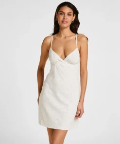 Pointelle-Slipdress - Weiß