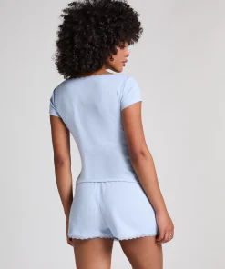 Pointelle-Top - Blau