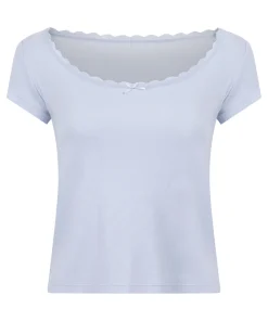 Pointelle-Top - Blau