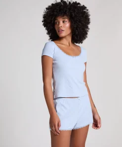 Pointelle-Top - Blau