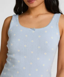 Pointelle-Unterhemd - Blau
