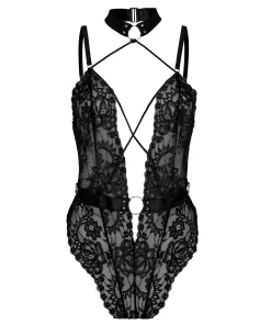 Private Body offenem Schritt Brandy - Schwarz