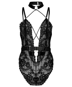 Private Body offenem Schritt Brandy - Schwarz
