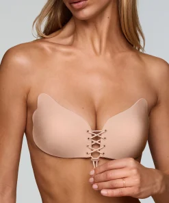 Push-up-Klebe-BH mit Seitenflügeln - Beige