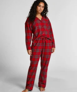 Pyjamahose aus Flanell - Rot