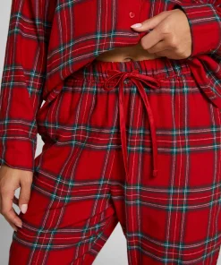 Pyjamahose aus Flanell - Rot