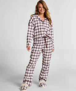 Pyjamahose aus Flanell - Weiß