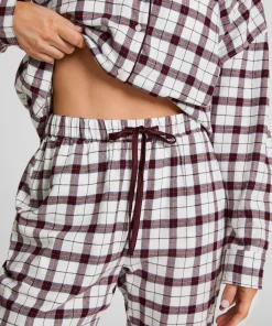 Pyjamahose aus Flanell - Weiß