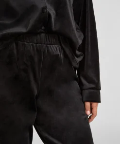 Pyjamahose aus Velours - Schwarz