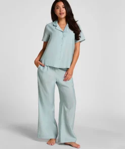 Pyjama-Hose Crinkled - Blau