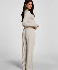 Pyjamahose Gestreift Jersey - Grau