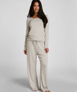 Pyjamahose Gestreift Jersey - Grau