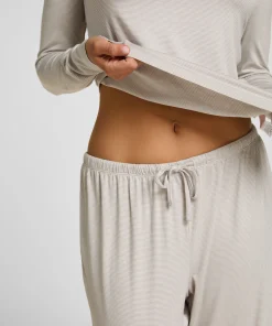Pyjamahose Gestreift Jersey - Grau