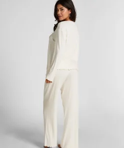 Pyjama Hose Loose Pointelle - Weiß