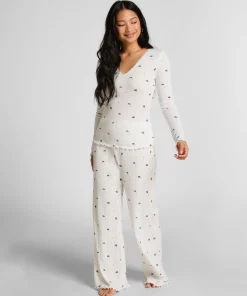 Pyjamahosen Pointelle - Weiß