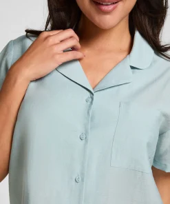 Pyjama-Jacke Crinkled - Blau