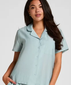 Pyjama-Jacke Crinkled - Blau
