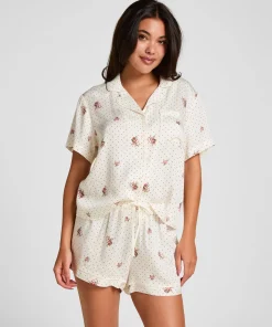 Pyjama-Jacke Satin - Weiß