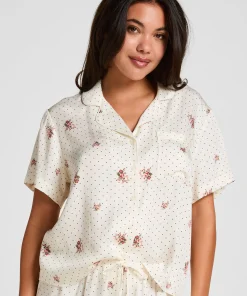 Pyjama-Jacke Satin - Weiß