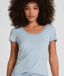 Pyjama-Oberteil Jersey Ripp - Blau