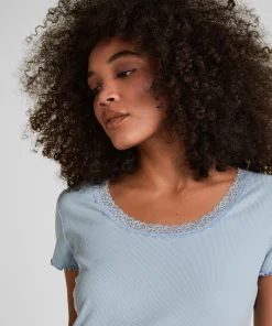 Pyjama-Oberteil Jersey Ripp - Blau