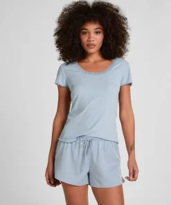 Pyjama-Oberteil Jersey Ripp - Blau