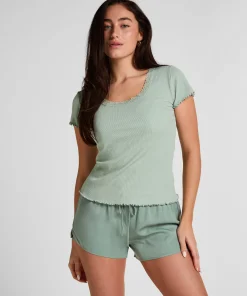 Pyjama-Oberteil Jersey Ripp - Grün