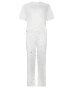 Pyjamaset Baumwolle bedruckt - Weiß