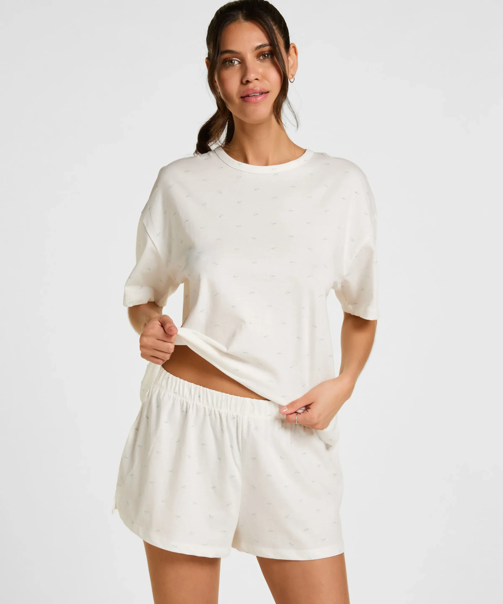 Pyjamaset Baumwoll - Weiß