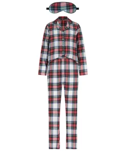 Pyjamaset Check Twill - Weiß