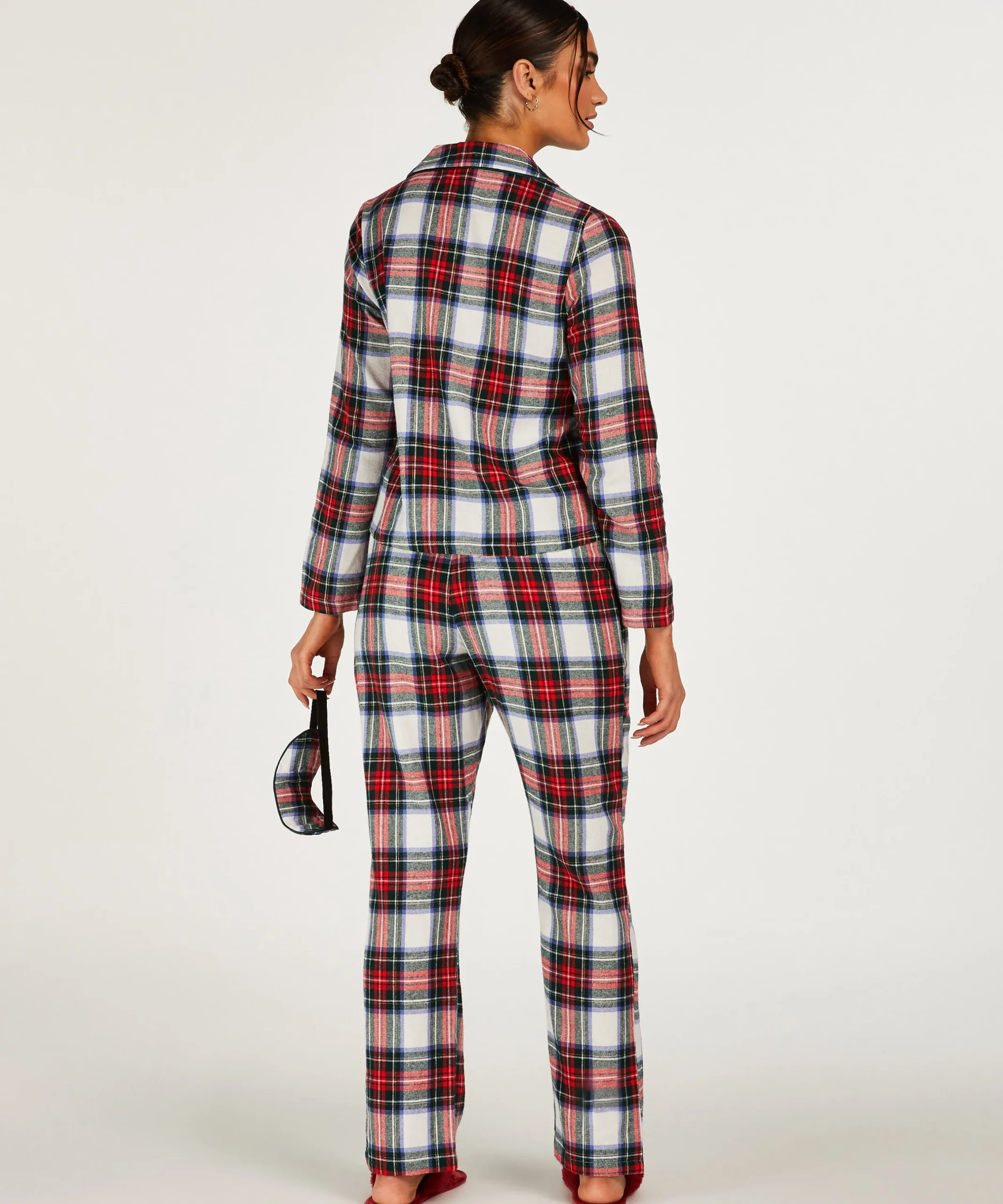 Pyjamaset Check Twill - Weiß