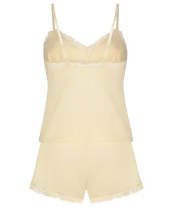 Pyjama Set Jersey Spitze - Gelb
