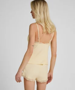 Pyjama Set Jersey Spitze - Gelb