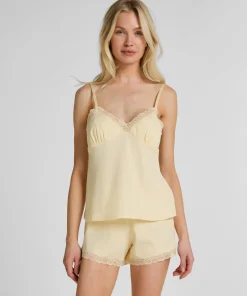 Pyjama Set Jersey Spitze - Gelb