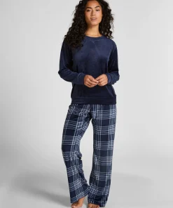 Pyjamaset Velours - Blau