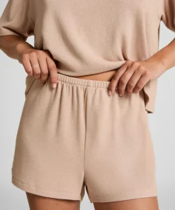 Pyjamashorts aus aufgerautem Jersey - Beige