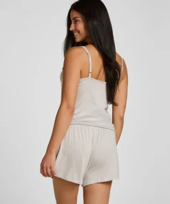 Pyjama Shorts Gestreift Jersey - Grau