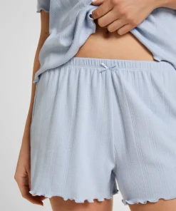 Pyjama-Shorts Pointelle - Blau